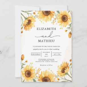Golden Bloom Sunflower Arch Wedding Invitation