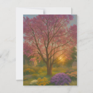 Golden Bloom – Sunset Garden Painting Postcard
