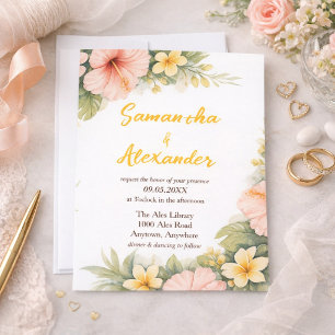 Golden Bloom Tropical Daydream Wedding  Invitation
