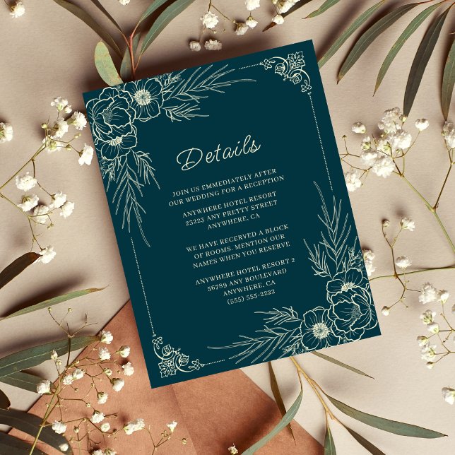 Golden Bloom Wedding Details Enclosure Card (Creator Uploaded)