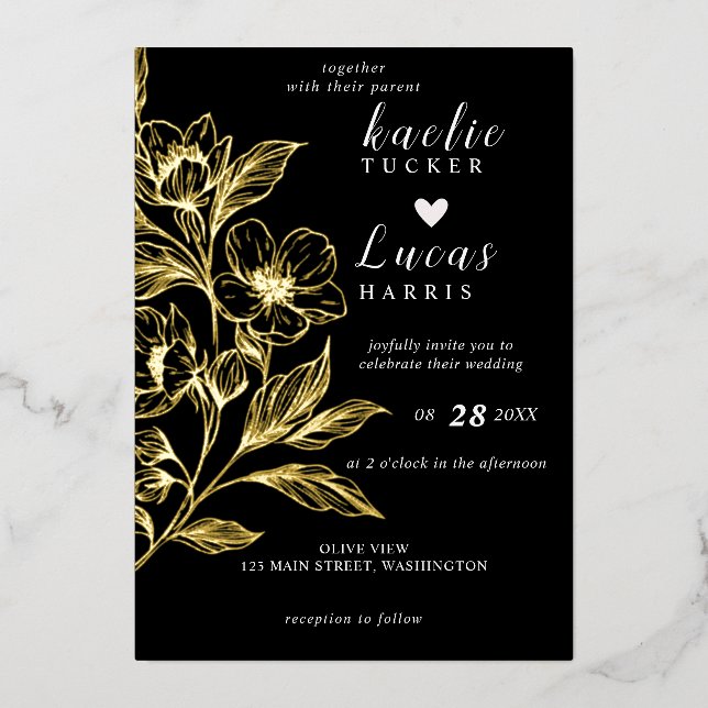 "Golden Blooms Of Love" | Black Wedding (Front)