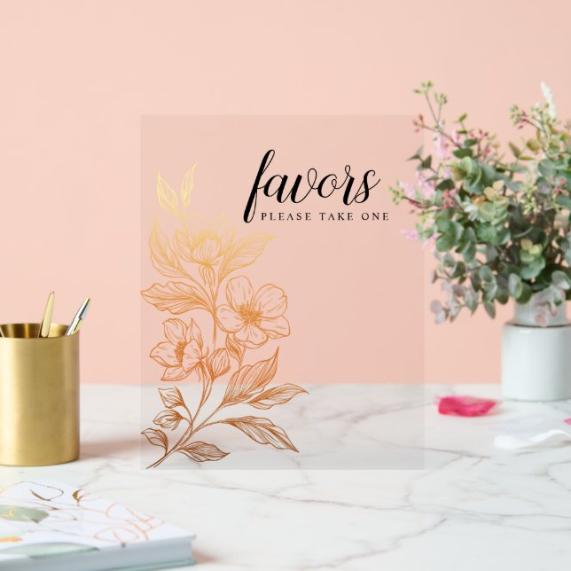 "Golden Blooms Of Love" | Wedding Favours  Acrylic Sign (Wedding)