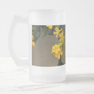 Golden Blossom Beauty Frosted Glass Beer Mug