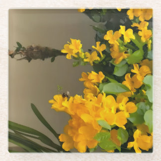 Golden Blossom Beauty Glass Coaster