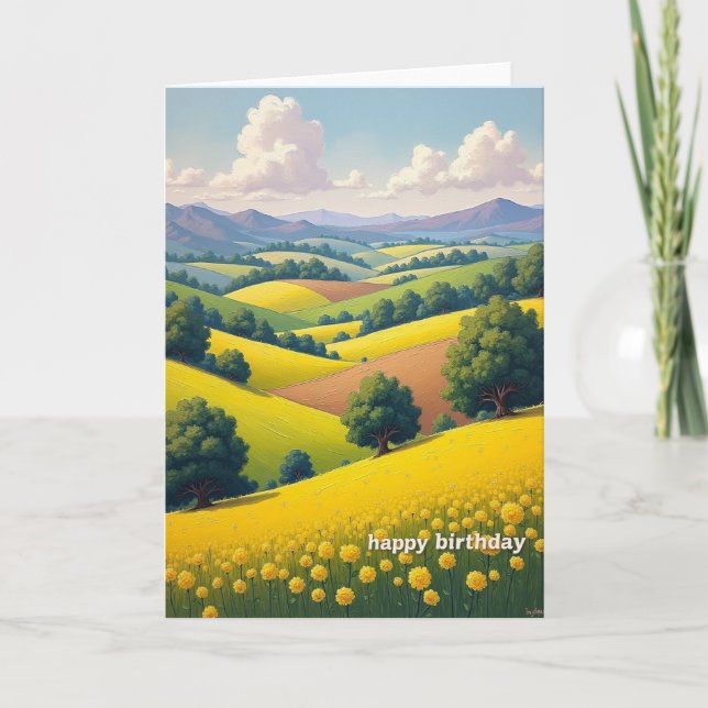 Golden Blossom Birthday Card (Front)
