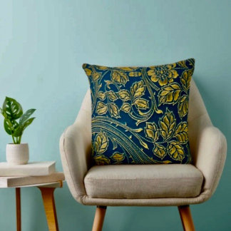 Golden Blossom Elegance Cushion