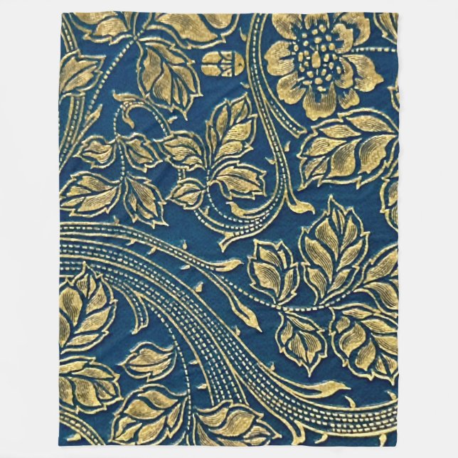 Golden Blossom Elegance  Fleece Blanket (Front)