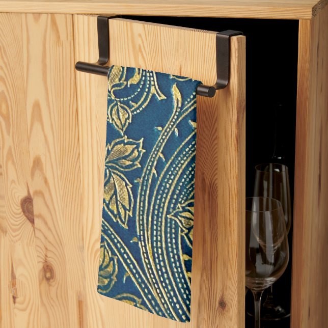 Golden Blossom Elegance Kitchen Towels (Thirds Fold)