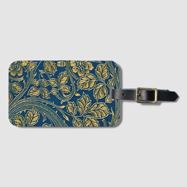 Golden Blossom Elegance Luggage Tag (Front Horizontal)