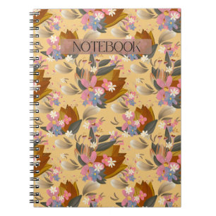 Golden Blossom Spiral Notebook Floral Pattern De