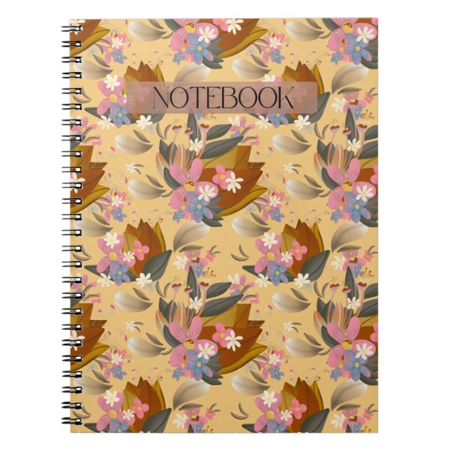 Golden Blossom Spiral Notebook | Floral Pattern De (Front)