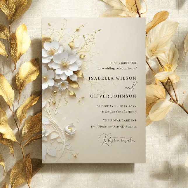 Golden Blossom Wedding Invitation (Creator Uploaded)
