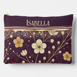 Golden Blossoms: Delicate Floral Symphony Accessory Pouch