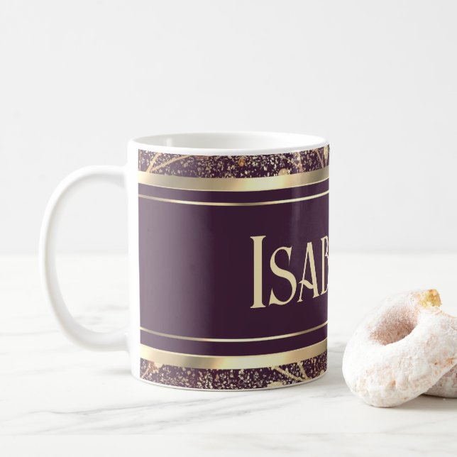 Golden Blossoms: Delicate Floral Symphony Coffee Mug (With Donut)