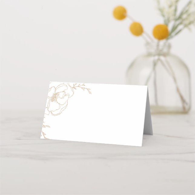 Golden Blossoms Floral Wedding Design Place Card (Back)