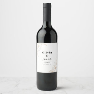 Golden Blossoms Floral Wedding Design Wine Label