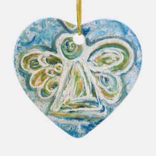 Golden Blue Angel Art Gift Holiday Ornament