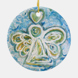 Golden Blue Angel Art Holiday Ornament