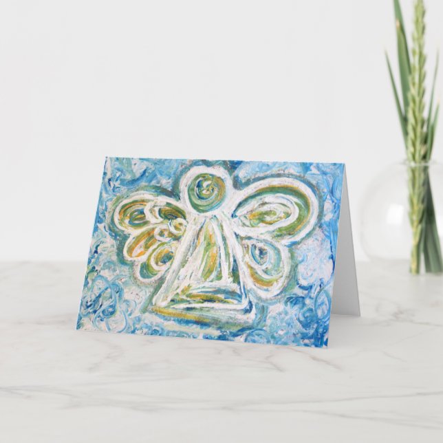 Golden Blue Angel Greeting Card (Front)