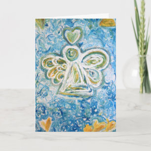 Golden Blue Angel - Sympathy Card