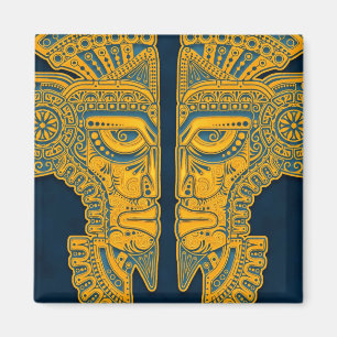 Golden Blue Aztec Twins Magnet