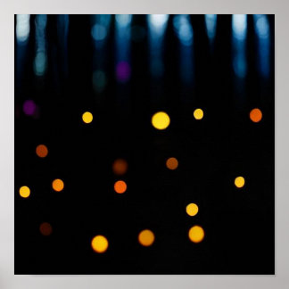 Golden & Blue Bokeh – Abstract Photography Poster
