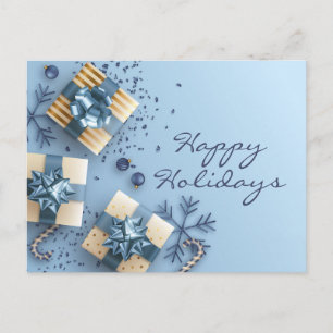 Golden Blue Christmas Ornament Corporate Greeting Holiday Postcard