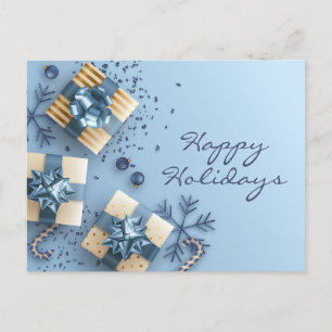 Golden Blue Christmas Ornament Corporate Greeting Postcard
