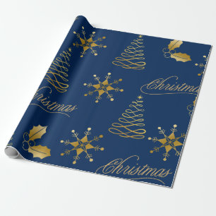 golden blue Christmas Wrapping Paper
