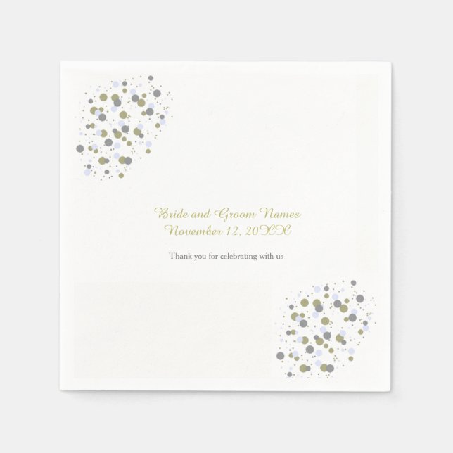 Golden Blue Confetti Dots Napkin (Front)