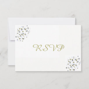 Golden Blue Confetti Dots RSVP