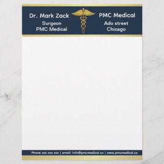 Golden blue customisable doctor  custom letterhead