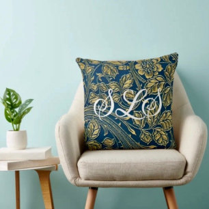 Golden Blue Elegance Cushion