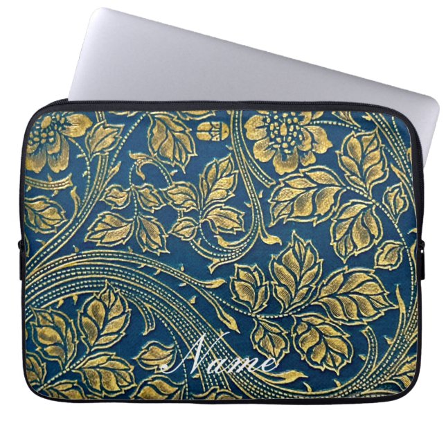 Golden Blue Elegance Laptop Sleeve (Front)