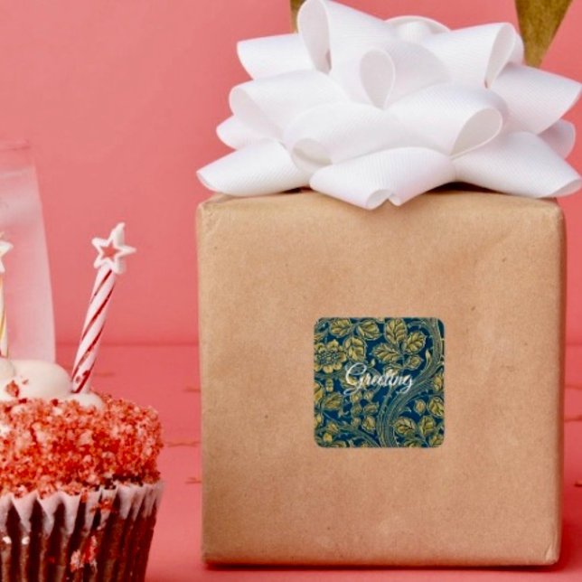 Golden Blue Elegance Sticker (Decorate your gifts or envelopes with this beautiful floral sticker. 
)