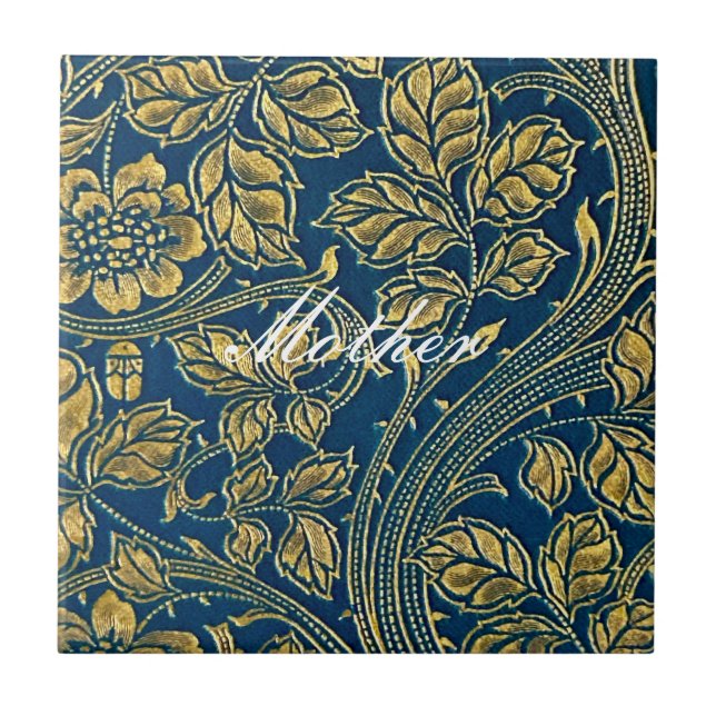 Golden Blue Elegance  Tile (Front)