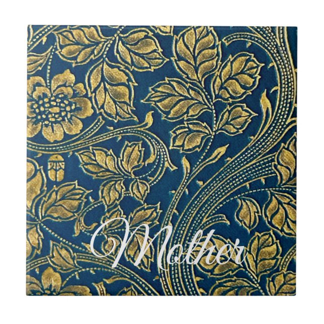 Golden Blue Elegance  Tile (Front)