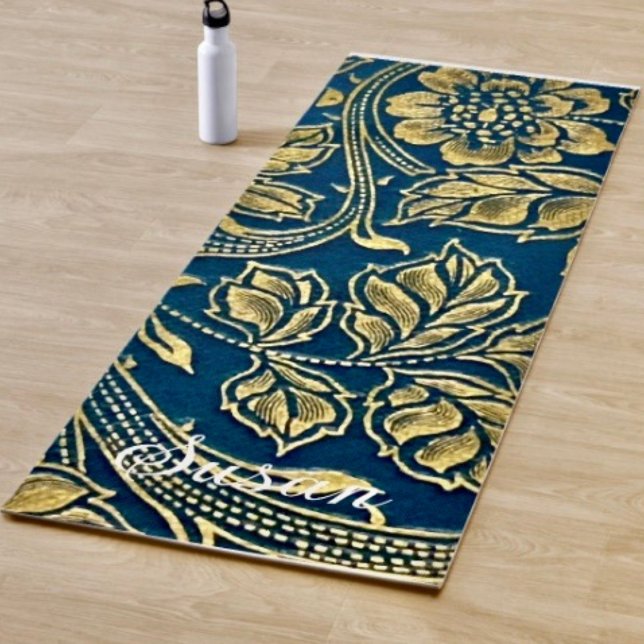 Golden Blue Elegance Yoga Mat (Creator Uploaded)