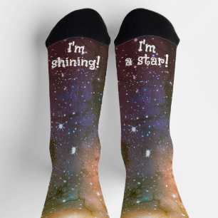 Golden Blue Festive Cosmic Holiday Cheers Socks