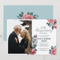 Golden Blue floral 25th wedding anniversary
