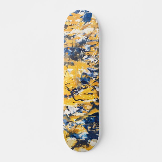 Golden Blue Floral Camo Skateboard (Front)