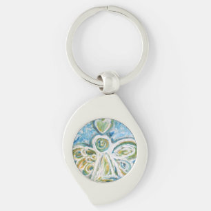 Golden Blue Guardian Angel Custom Keychains