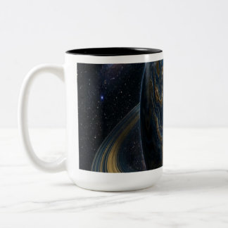 Golden Blue Planet Two-Tone Coffee Mug
