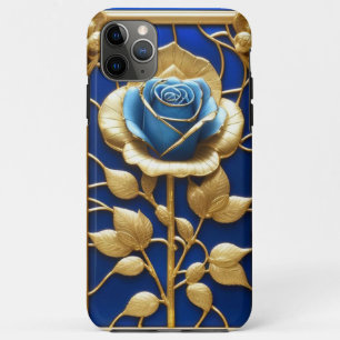 Golden Blue Rose in Decorative Frame iPhone 11 Pro Max Case