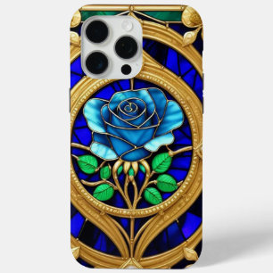 Golden Blue Rose in Decorative Frame iPhone 15 Pro Max Case