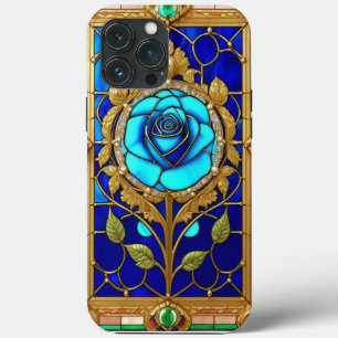 Golden Blue Rose in Decorative Frame iPhone 13 Pro Max Case