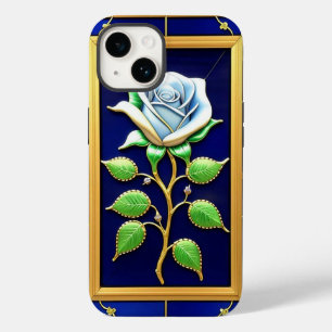 Golden Blue Rose in Decorative Frame Case-Mate iPhone 14 Case