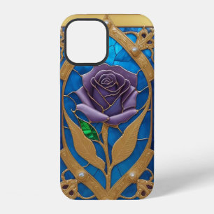 Golden Blue Rose in Decorative Frame iPhone 12 Case