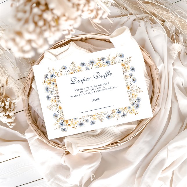 Golden Blue Wildflower Diapper Raffle Enclosure Card (Creator Uploaded)