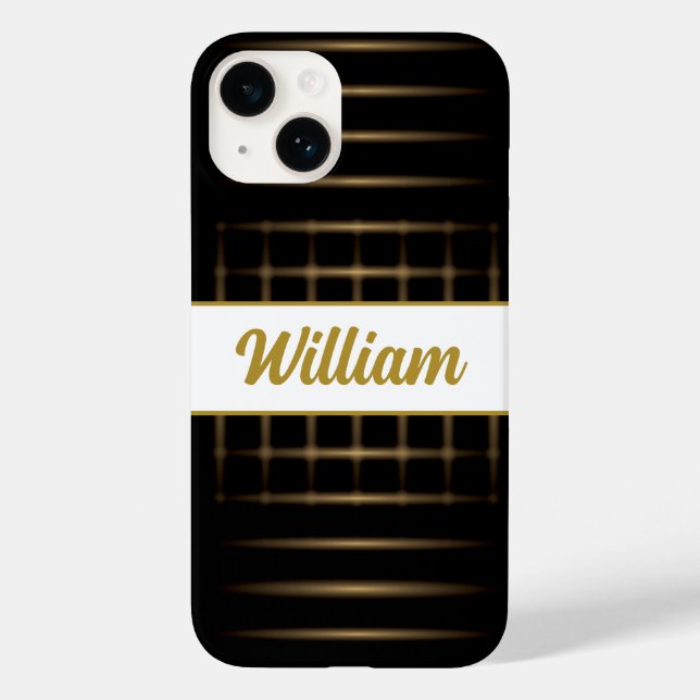golden blur lines on black with custom text Case-Mate iPhone case (Back)